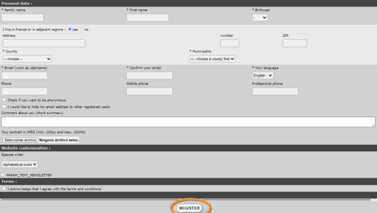 Example of registration form.